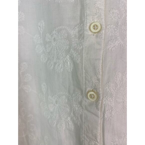 NWT Sejour Women's Size 20W Cream Floral Embroidered Tie Back Mini Shirt Dress - Picture 2 of 7